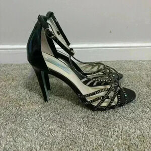 Blue by Betsey Johnson SB Rosin Black Embellished Sandal Heels Size 9